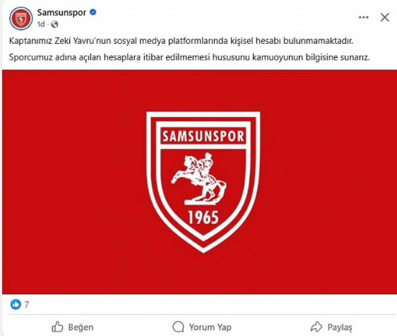 Samsunspor'dan Uyarı: Sahte Hesaplara Dikkat!