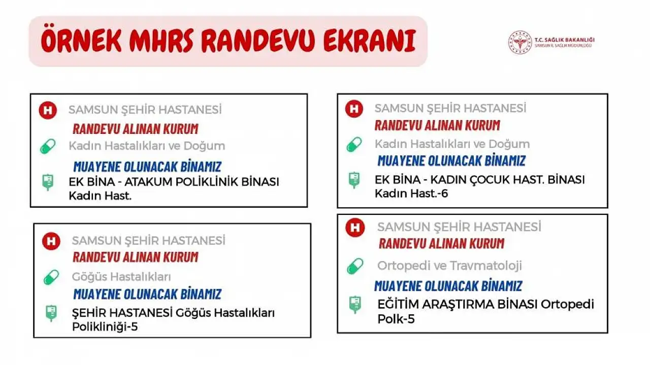 Samsun Şehier Hastanesinden randevu alanlar dikkat!