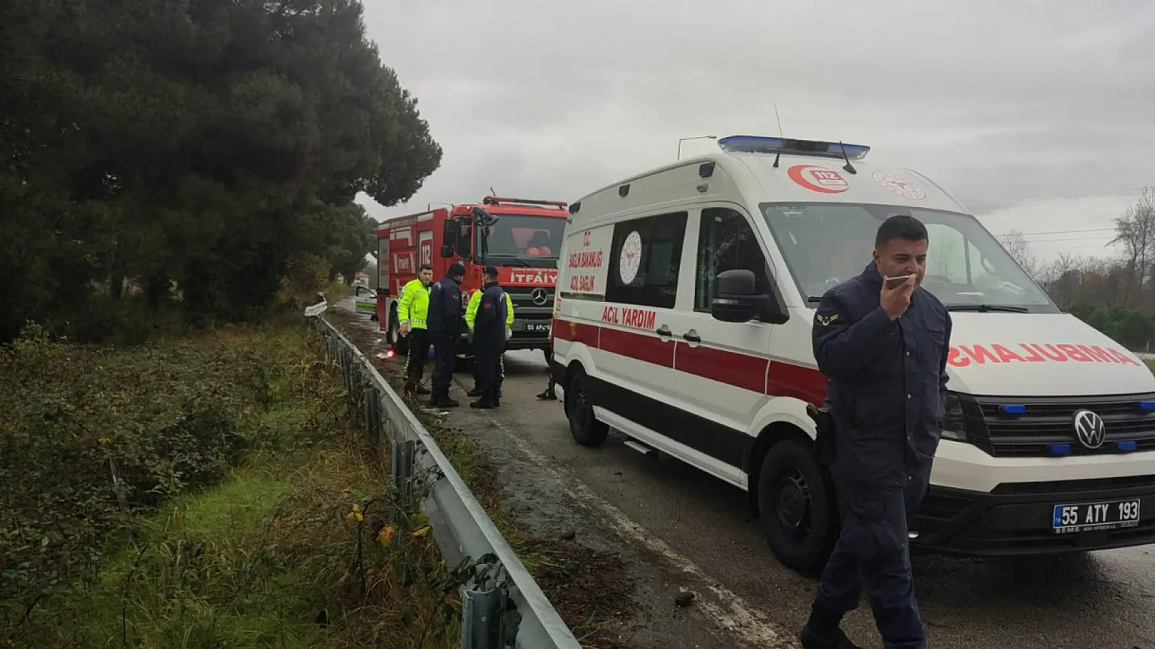 Samsun'da yağış nedeniyle kontrolden çıkan araçta 1 kişi  yaralandı