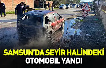 Bafra'da otomobil yandı