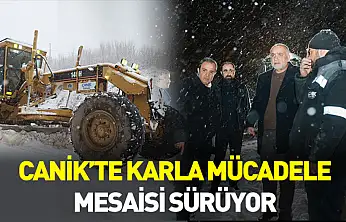 Canik'te karla mücadele sürüyor