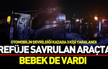Çorum'da otomobil devrildi: 1'i bebek 3 yaralı