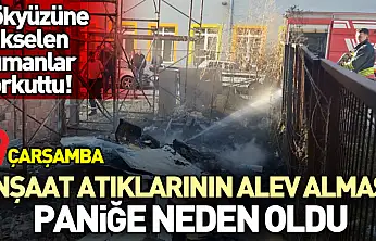 Gökyüzüne yükselen dumanlar korkuttu! İnşaat atıklarının alev alması paniğe neden oldu