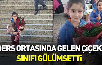 Samsun'da öğrenciye babasından sınıfta sürpriz çiçek