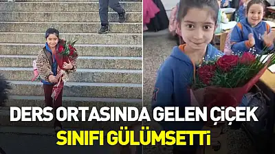Samsun'da öğrenciye babasından sınıfta sürpriz çiçek