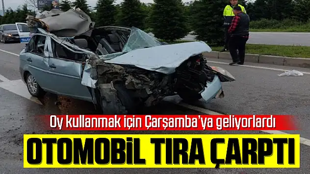 Oy kullanmak için memleketlerine giden ailenin aracı tıra çarptı: 1'i ağır 4 yaralı