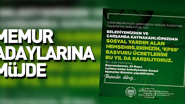 Çarşamba Belediyesi ilçedeki öğrencilerin KPSS ücretlerini karşılıyor