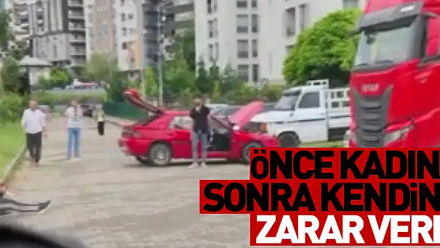 Bıçaklı şahıs önce yanındaki kadına sonra kendine zarar verdi