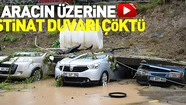 Samsun'da 5 araç çöken istinat duvarının altında kaldı