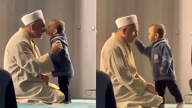 Maltepe'de dua okuyan imam ile çocuğun oyunu yürek ısıttı