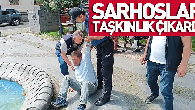 Parkı mesken tutan sarhoşlar, içkilerine el konulunca taşkınlık çıkardı