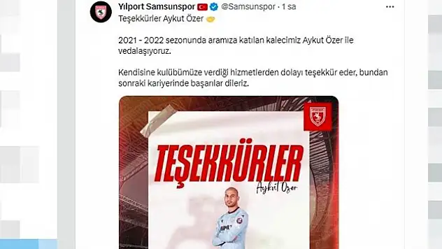Samsunspor'da kaleci Aykut Özer ile yollar ayrıldı