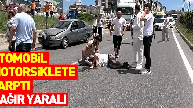 Otomobilin çarptığı motosiklet sürücüsü ağır yaralandı