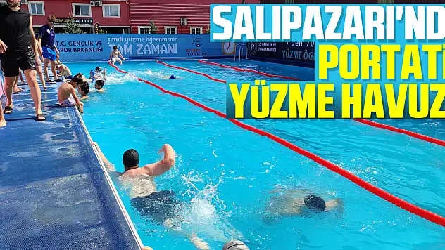 Salıpazarı'nda portatif yüzme havuzu dualarla açıldı