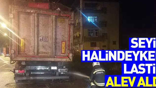 Samsun'da seyir halindeki tırın alev alan lastiği söndürüldü