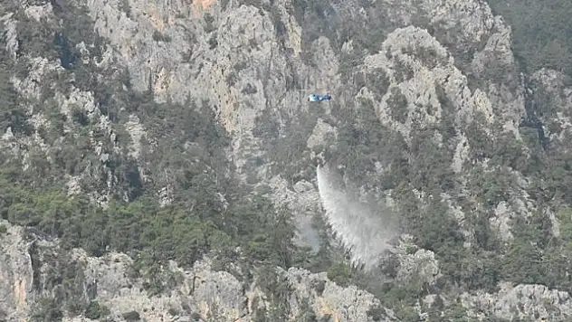 Antalya'nın Kemer ilçesindeki orman yangınına havadan ve karadan müdahale sürüyor