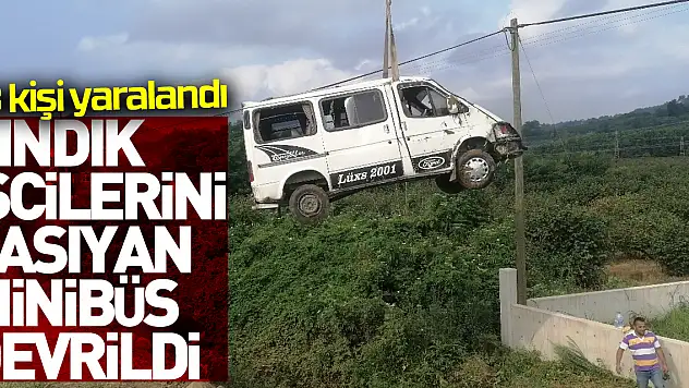 Samsun'da fındık işçilerini taşıyan minibüs şarampole devrildi 13 kişi yaralandı