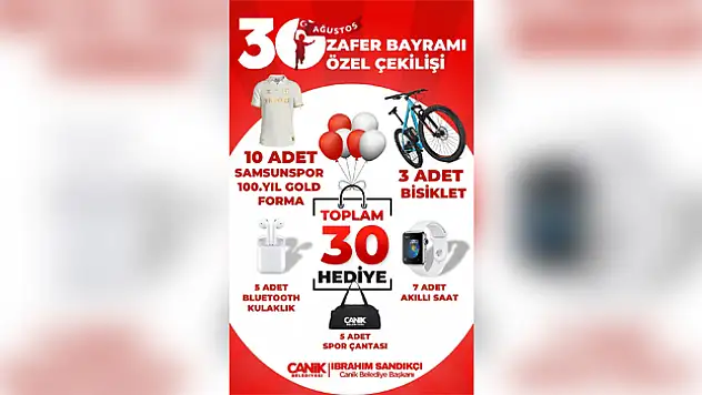 Canik Belediyesi'nden 30 Ağustos'a özel hediyeler