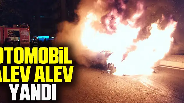 Kırmızı ışıkta bekleyen otomobil alev alev yandı