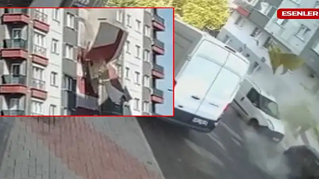 Esenler'de 16 katlı binanın dış cephesinin bir kısmı çöktü