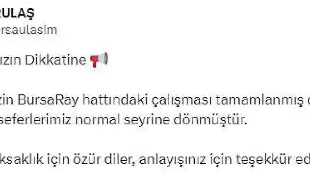 Bursa'da Metro Hattı Çalışması Tamamlandı