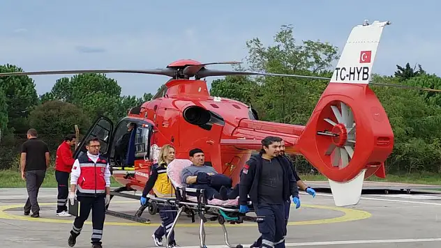 Kalp krizi geçiren vatandaş için ambulans helikopter havalandı