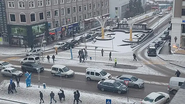 Erzurum'da kar yağışı hayatı olumsuz etkiliyor