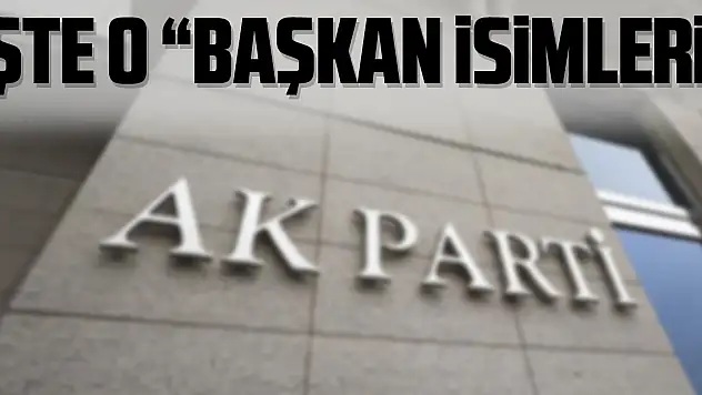İŞTE O 'BAŞKAN İSİMLERİ'