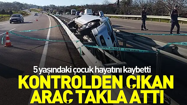 Kontrolden çıkan araç takla attı
