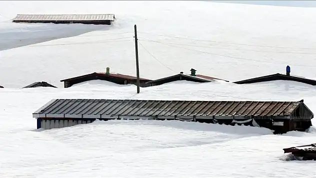 Ardahan'da yayla evleri ilkbaharda kara gömüldü