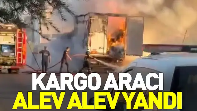 Kargo aracı alev alev yandı