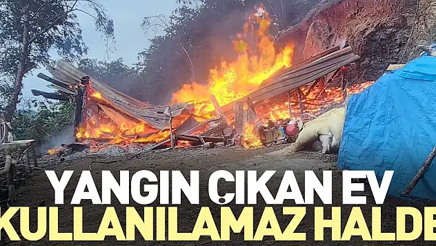 Yangın çıkan ev kullanılamaz halde