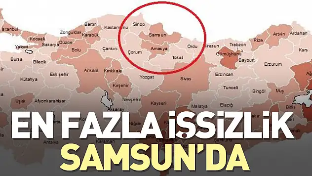 EN FAZLA İŞSİZLİK SAMSUN'DA