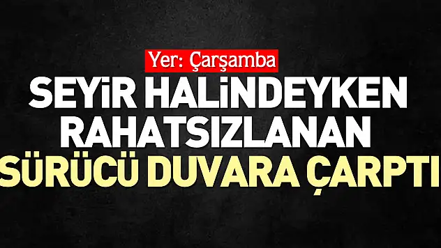 Seyir halindeyken rahatsızlanan sürücü duvara çarptı
