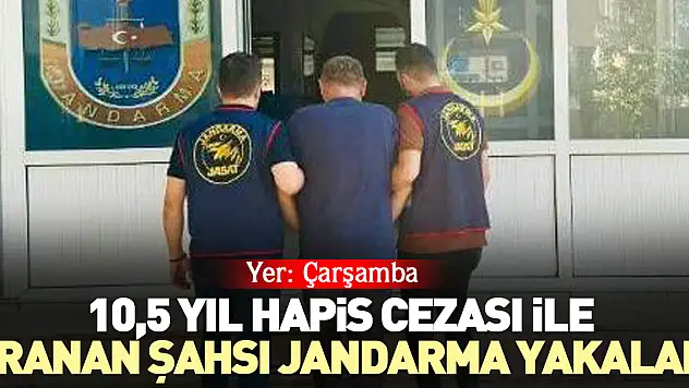 10,5 yıl hapis cezası olan şahsı jandarma yakaladı
