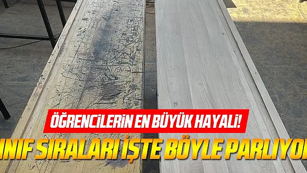 Okul müdürünün tasarruf sağlayan makinesiyle sınıf sıraları parladı
