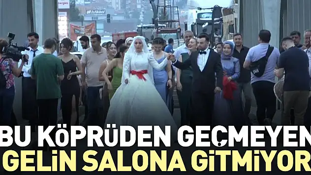 Gelinler köprüden geçmek için sırada bekliyor