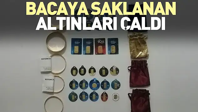 Bacaya saklanan altınları çaldı