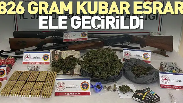 826 gram kubar esrar ele geçirildi