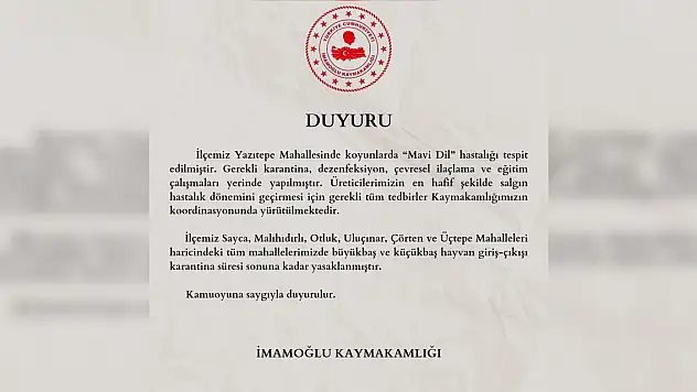 'Mavi dil' karantinası