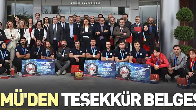 OMÜ'den teşekkür belgesi