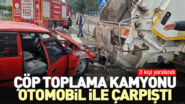 ÇÖP TOPLAMA KAMYONU OTOMOBİL İLE ÇARPIŞTI