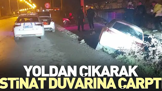 Yoldan çıkarak istinat duvarına çarptı
