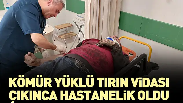 KÖMÜR YÜKLÜ TIRIN VİDASI ÇIKINCA HASTANELİK OLDU