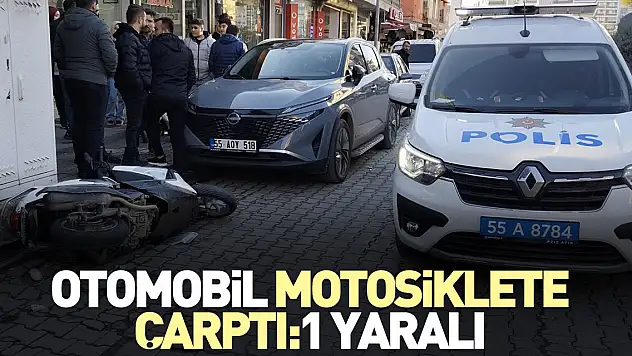 OTOMOBİL MOTOSİKLETE ÇARPTI:1 YARALI