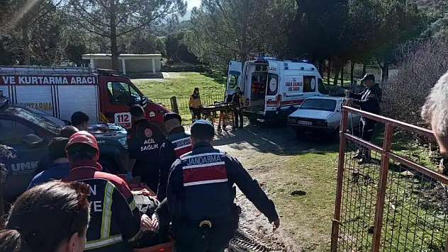 Taş duvardan düşen şahsı jandarma ekipleri ambulansa yetiştirdi