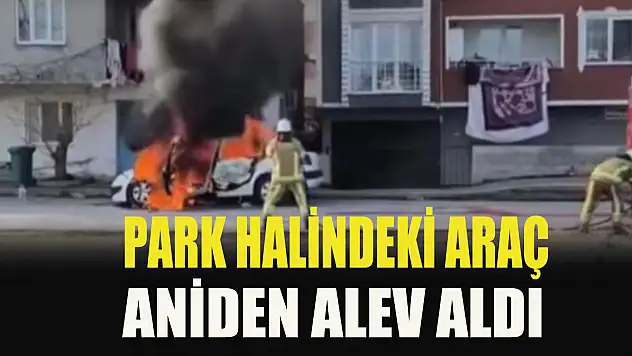 Park halindeki araç aniden alev aldı