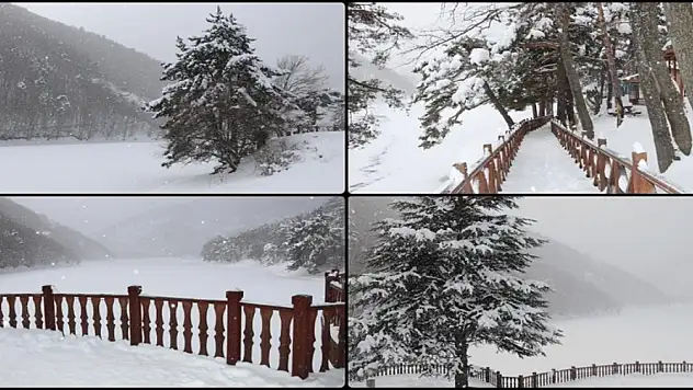 Amasya'da karla kaplanan Boraboy Gölü görüntülendi