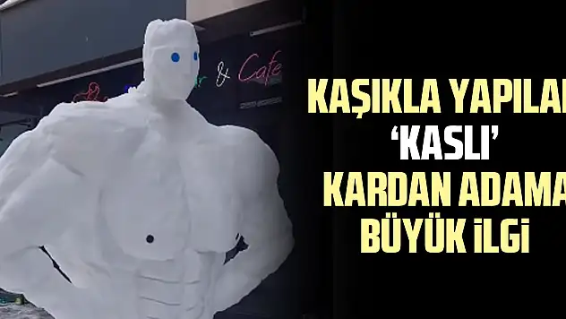 KAŞIKLA YAPILAN  'KASLI' KARDAN ADAMA BÜYÜK İLGİ