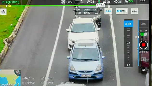 Kemer takmayan sürücüler dronla görüntülendi